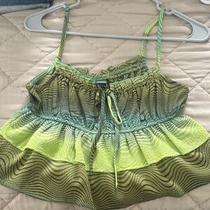 Green and Yellow Women's Top